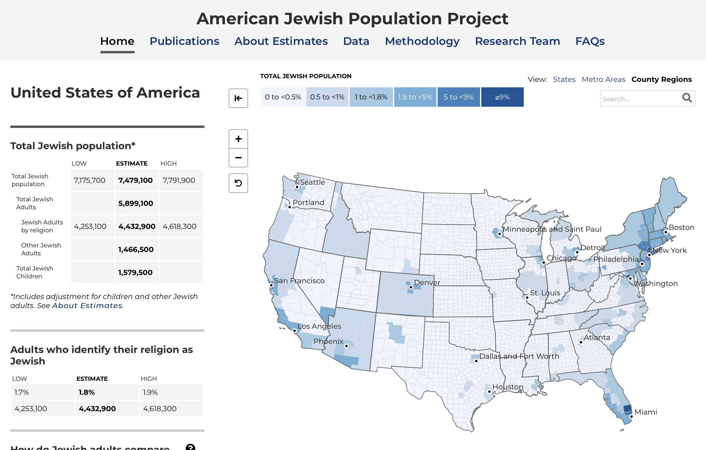 American Jewish Population Map