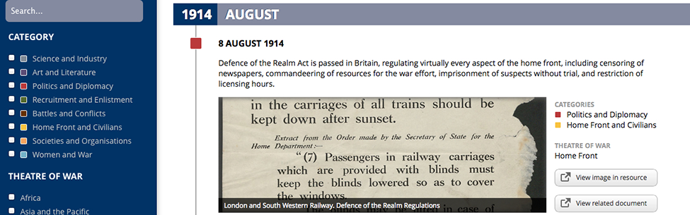 First World War Chronology